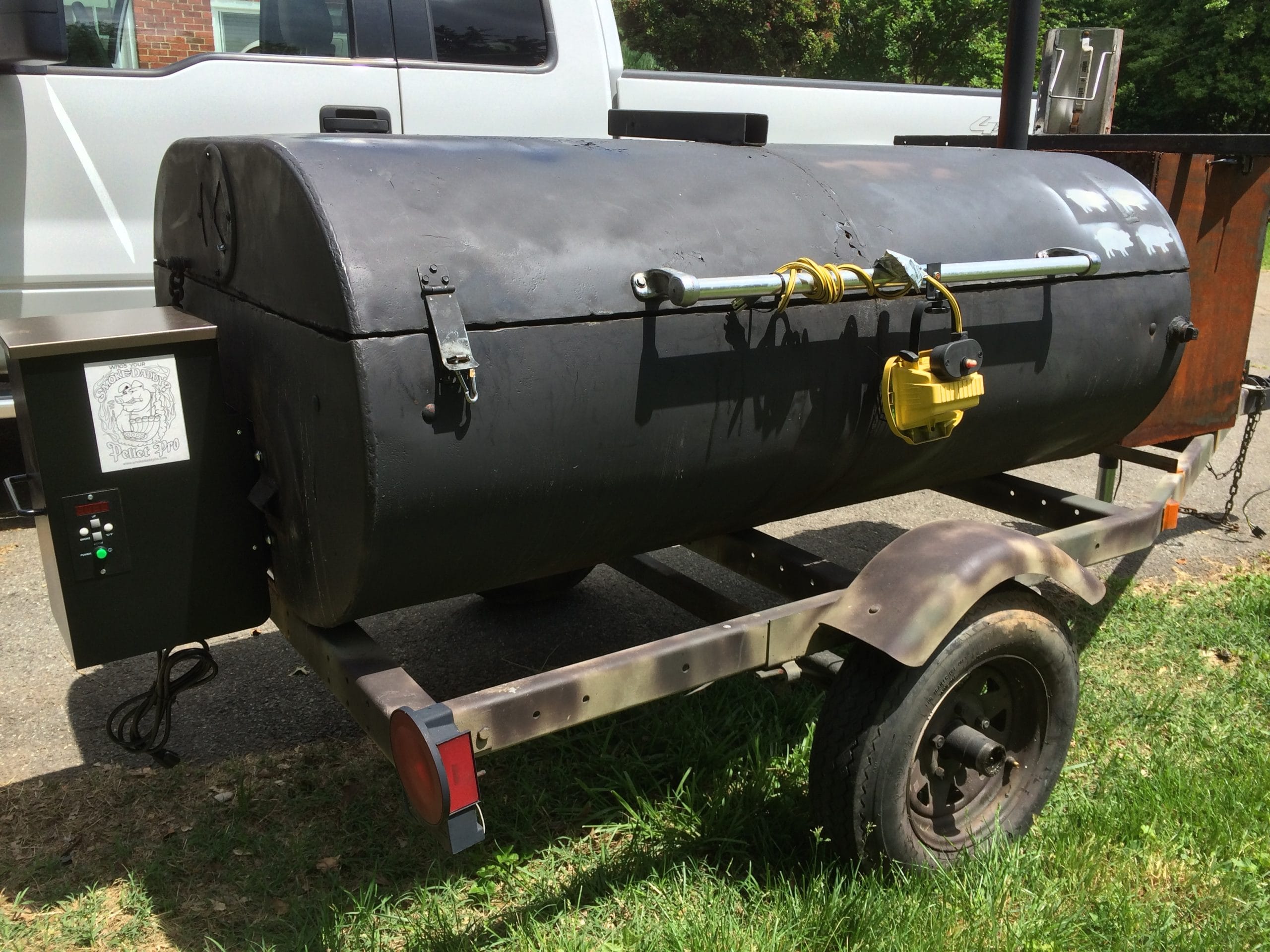 Barrel-style custom pellet smoker, a uniquely crafted smoking apparatus designed for flavor enthusiasts