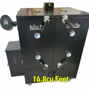 A vertical cabinet smoker standing tall, designed for optimal smoking and grilling performance